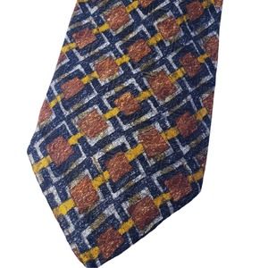 Ermenegildo Zegna 100% Silk Geometric‎ Pattern Tie Made in Italy